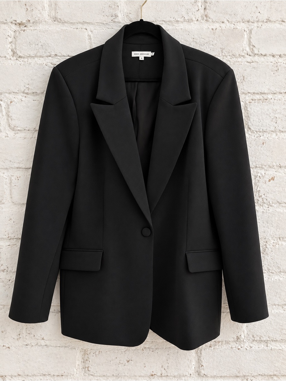 GOOD AMERICAN NWOT Black Single-Button SnapTailored Oversized Blazer